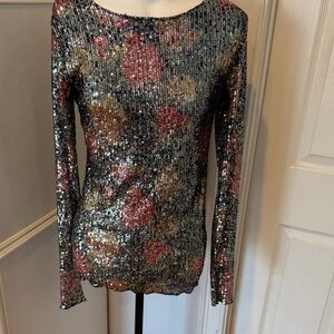Free People Multicolor Sequin Blouse